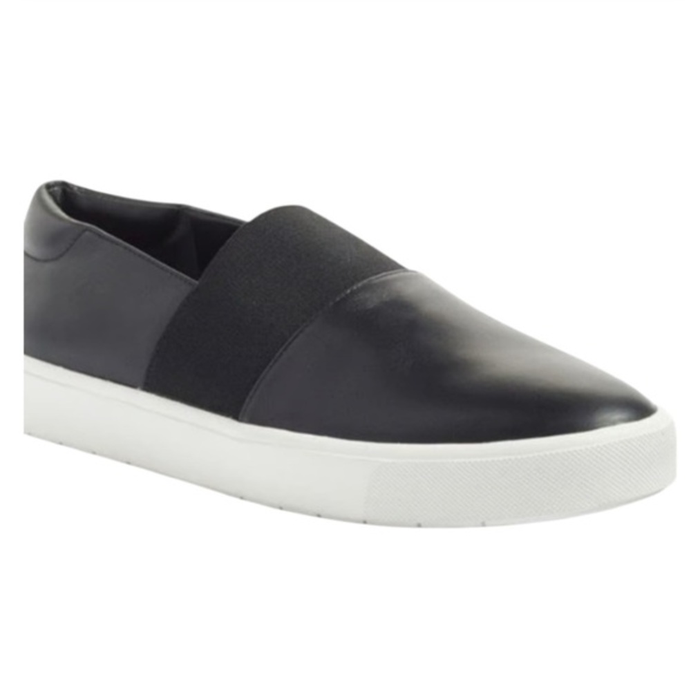 Vince Corbin Black Leather Slip On Sneakers